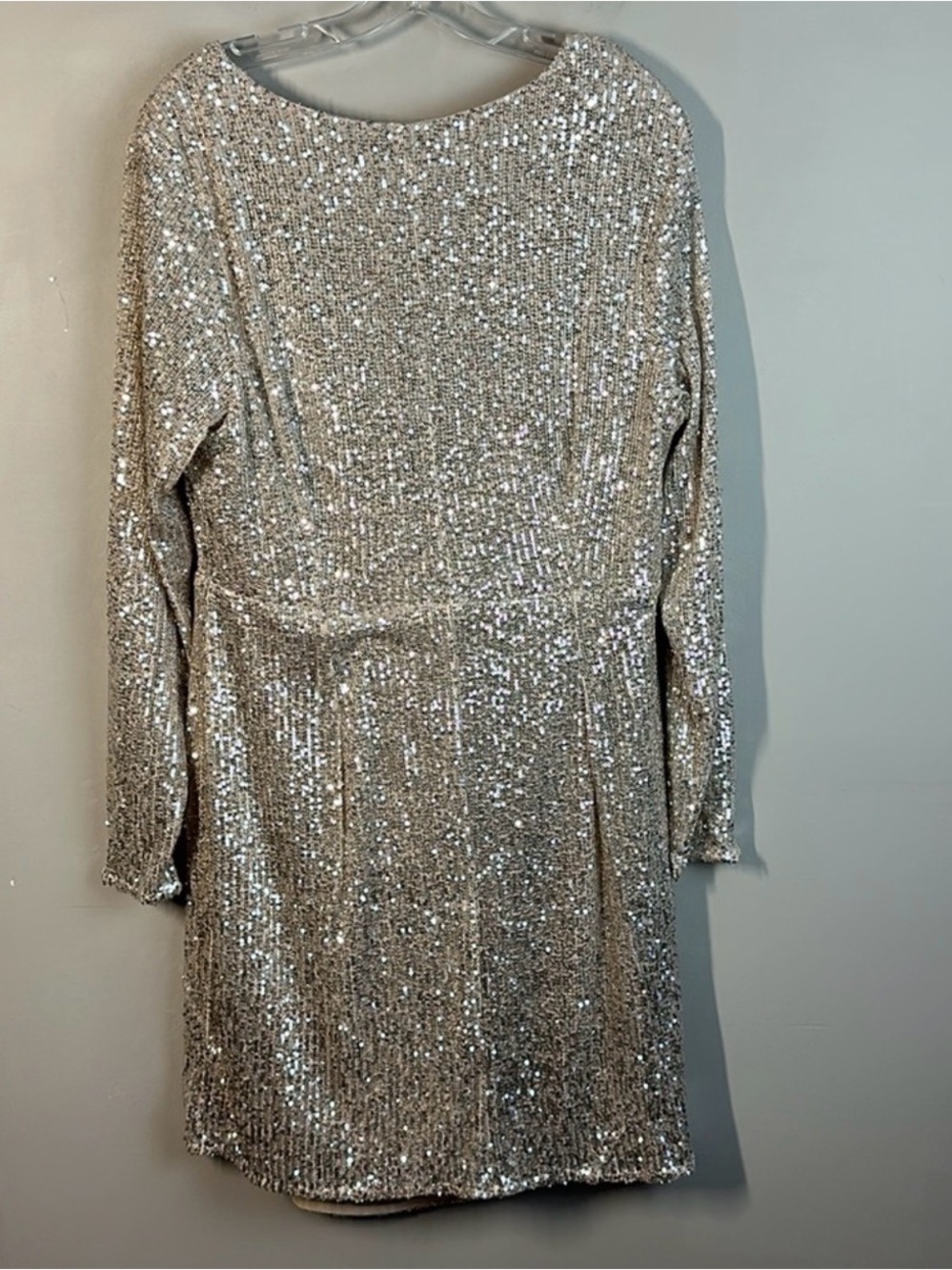 City Chic Champagne Sequin Wrap Dress - Picture 4 of 11